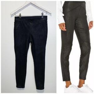 FREE PEOPLE Midnight Black Vegan Suede Skinny Pants Size Small Leggings